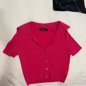 Olivaceous Fuchsia Button-Up Crop Top